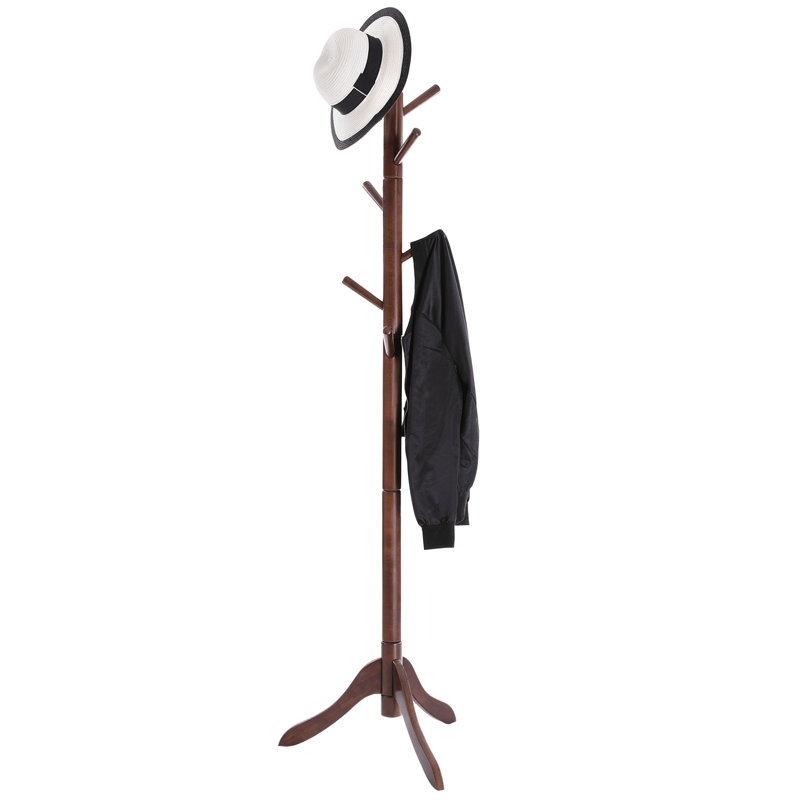Ebern Designs Coat Rack Free Standing With 8 Hooks, 1.6 Inch Thick Pole